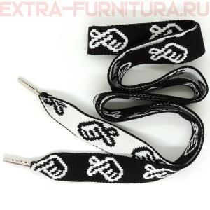 Шнурки плоские 130см, шир.23мм, Ручка, цв.белый с черным