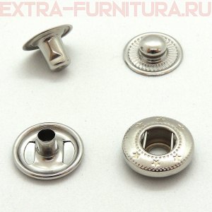 Кнопка "Альфа" 15 мм, цв.никель, нержавеющий, (уп.720шт) NEWSTAR