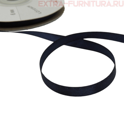 Лента атласная  6 мм  цв.162 темно-синий рул. 27,42м