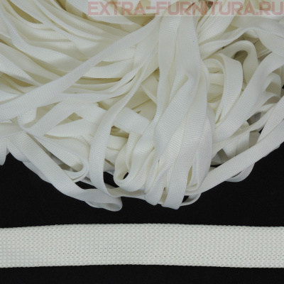 Шнур ПЭ плоский 10 мм, цв. белый, уп.100м, арт.В603